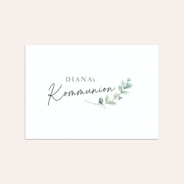 Umschlag mit Design Kommunion - Zartgrüne Blätter