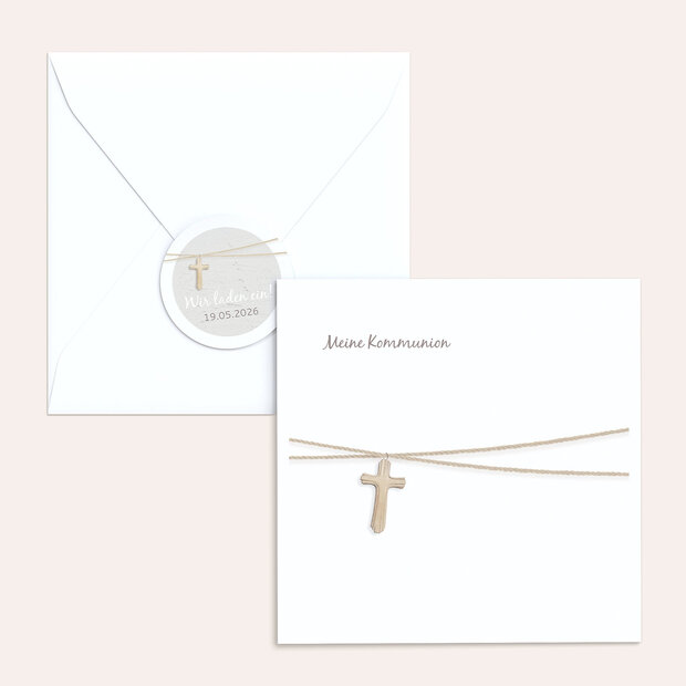 Umschlag mit Design Kommunion - Holzkreuz