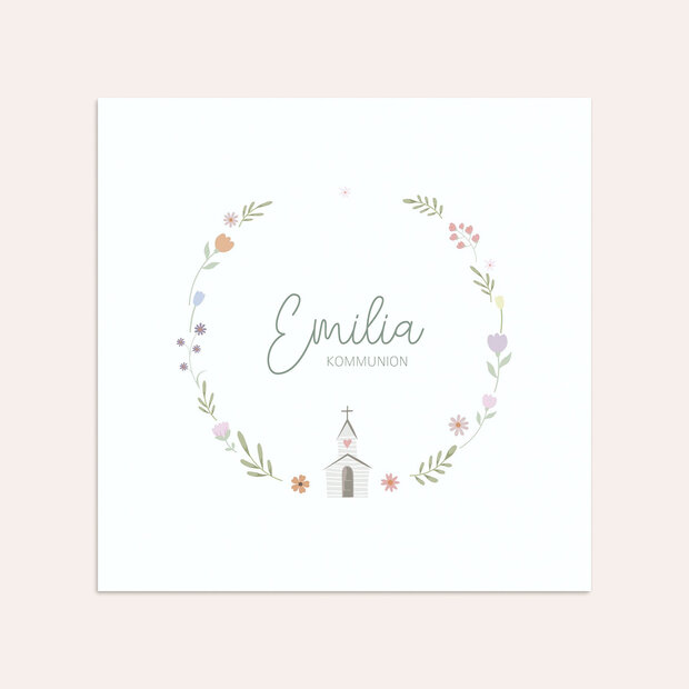 Umschlag mit Design Kommunion - Bunt geblümt