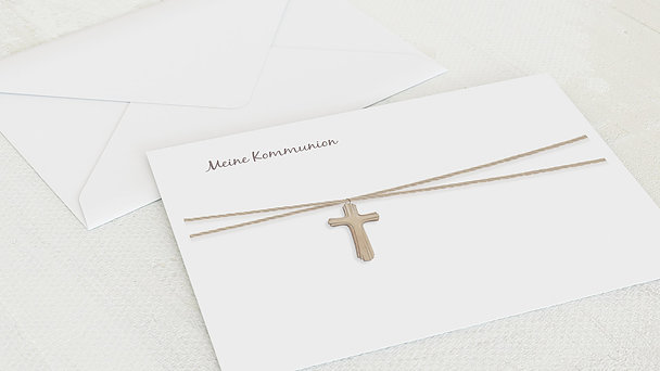 Umschlag mit Design Kommunion - Holzkreuz