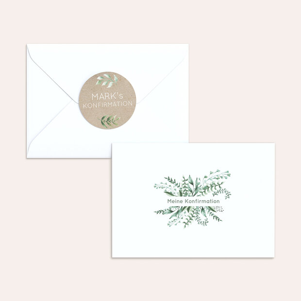 Umschlag mit Design Konfirmation - Immergrüner Kranz