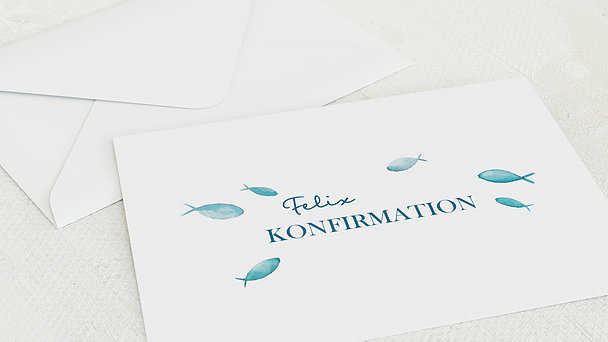 Umschlag mit Design Konfirmation - Fische im Wasser