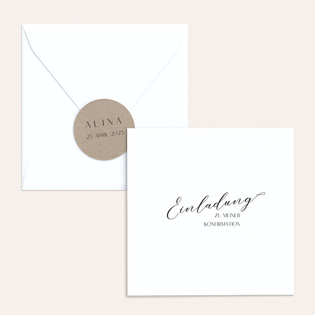 Umschlag mit Design Konfirmation - Schöner Schriftschwung