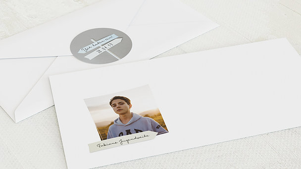 Umschlag mit Design Jugendweihe - Wegweiser