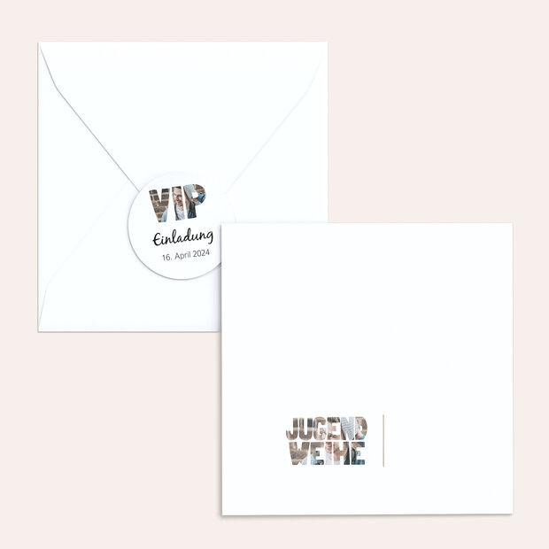 Umschlag mit Design Jugendweihe - Fototext