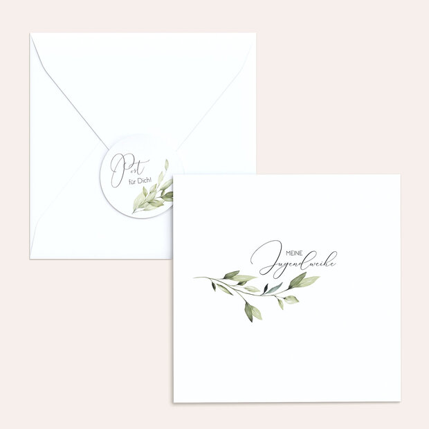 Umschlag mit Design Jugendweihe - Grüner Meilenstein