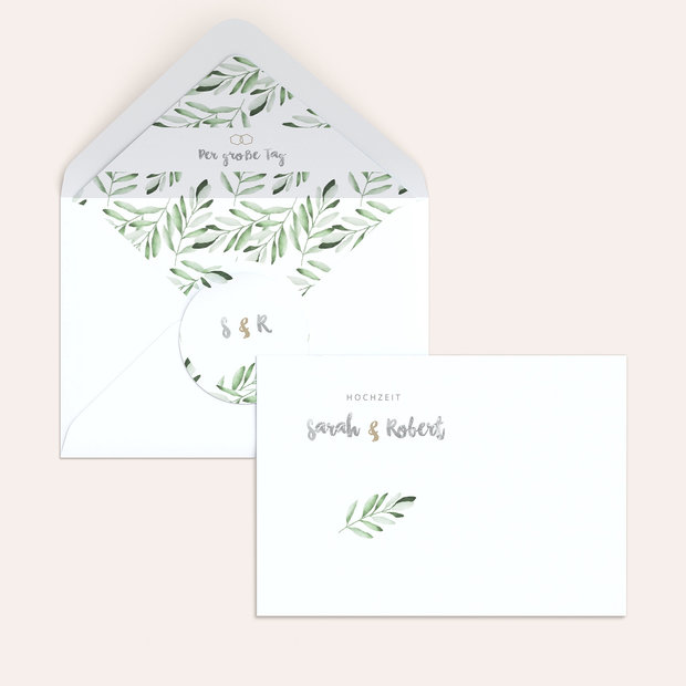 Umschlag mit Design Hochzeit - Edles Grün