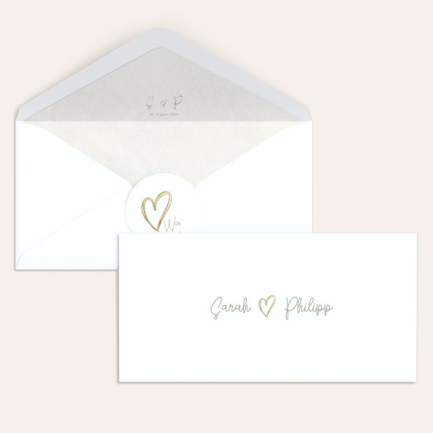 Umschlag mit Design Hochzeit - Herz über Kopf