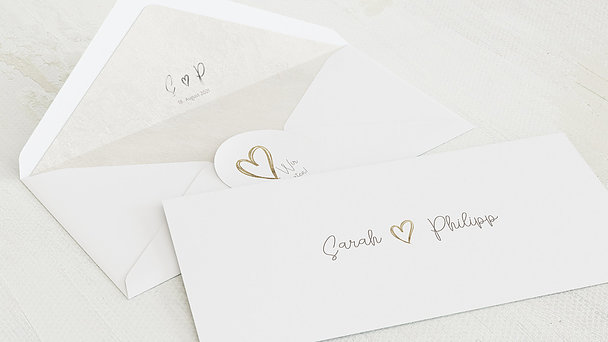 Umschlag mit Design Hochzeit - Herz über Kopf