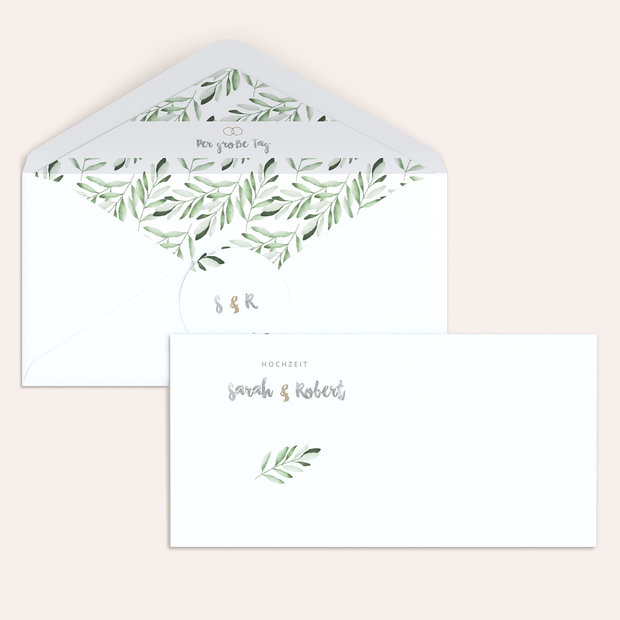 Umschlag mit Design Hochzeit - Edles Grün