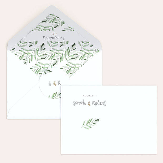 Umschlag mit Design Hochzeit - Edles Grün