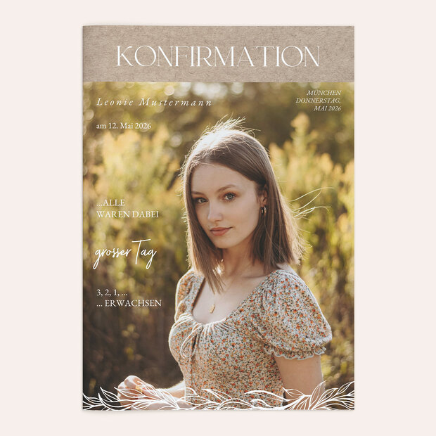 Festzeitung Konfirmation - Blätterkunstwerk