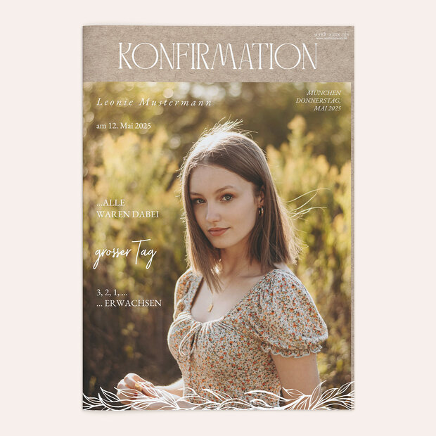 Festzeitung Konfirmation - Blätterkunstwerk