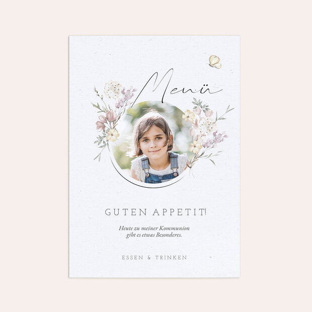 Menükarten Kommunion - Zarter Blütenduft