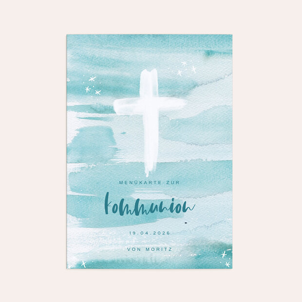 Menükarten Kommunion - Zeichen des Kreuzes