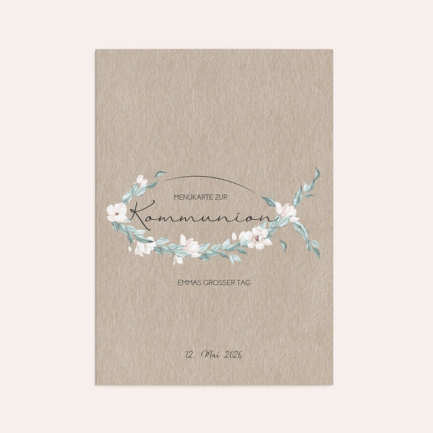 Menükarten Kommunion - Zarte Blütenblätter