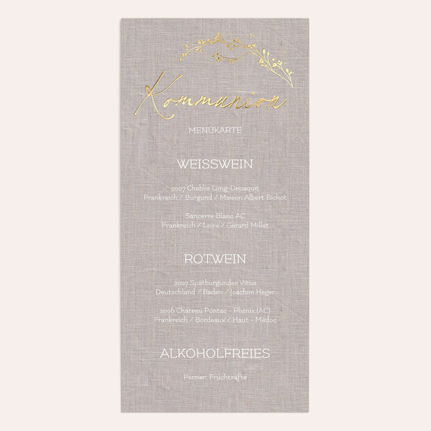 Menükarten Kommunion - Elegante Blütenranken