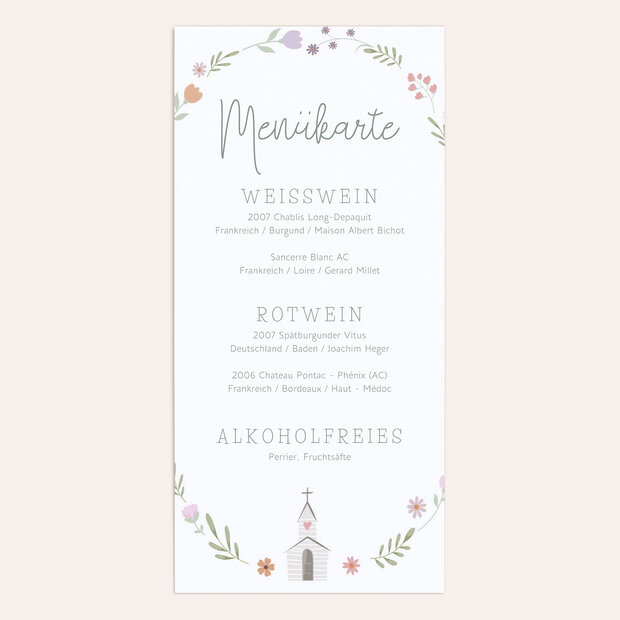 Menükarten Kommunion - Bunt geblümt