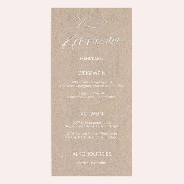 Menükarten Kommunion - Glück und Freude