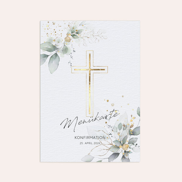 Menükarten Konfirmation - Umranktes Kreuz