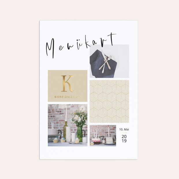 Menükarten Konfirmation - Würfelgitter