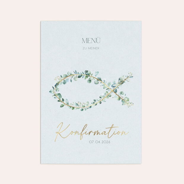 Menükarten Konfirmation - Konfirmationskarte Fisch