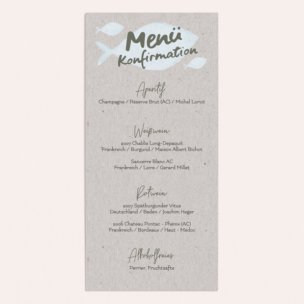 Menükarten Konfirmation - Frisch Gewagt