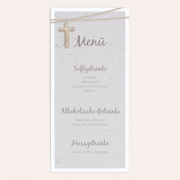 Menükarten Konfirmation - Holzkreuz