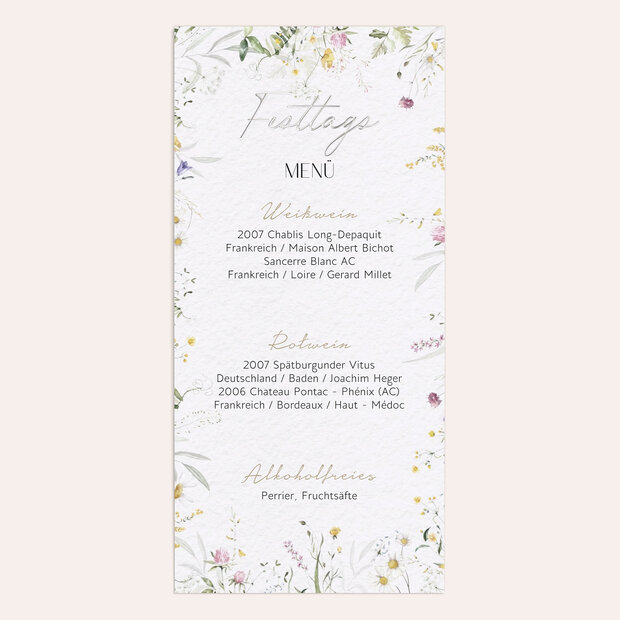 Menükarten Konfirmation - Blumentraum