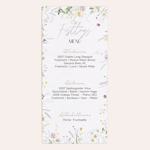 Menükarten Konfirmation - Blumentraum