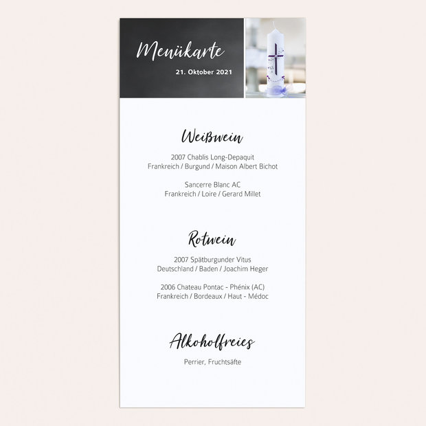 Menükarten Konfirmation - Gekachelt
