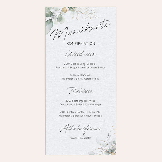 Menükarten Konfirmation - Umranktes Kreuz