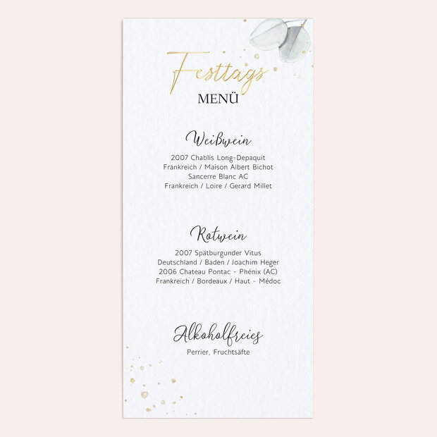Menükarten Konfirmation - Zartgrüne Blätter