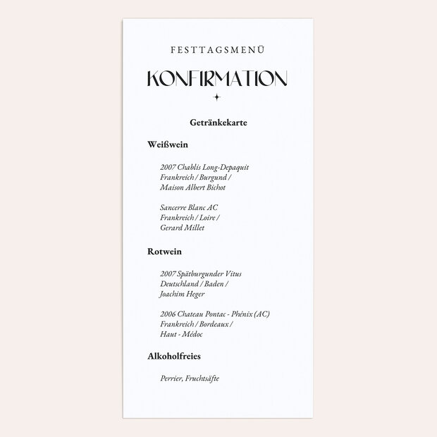 Menükarten Konfirmation - Great Day Today