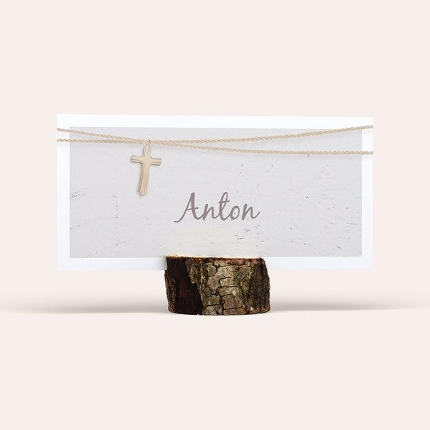 Tischkarten Kommunion - Holzkreuz