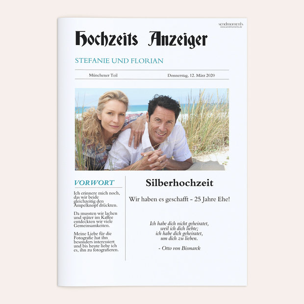 Festzeitung Silberne Hochzeit - Zeitung