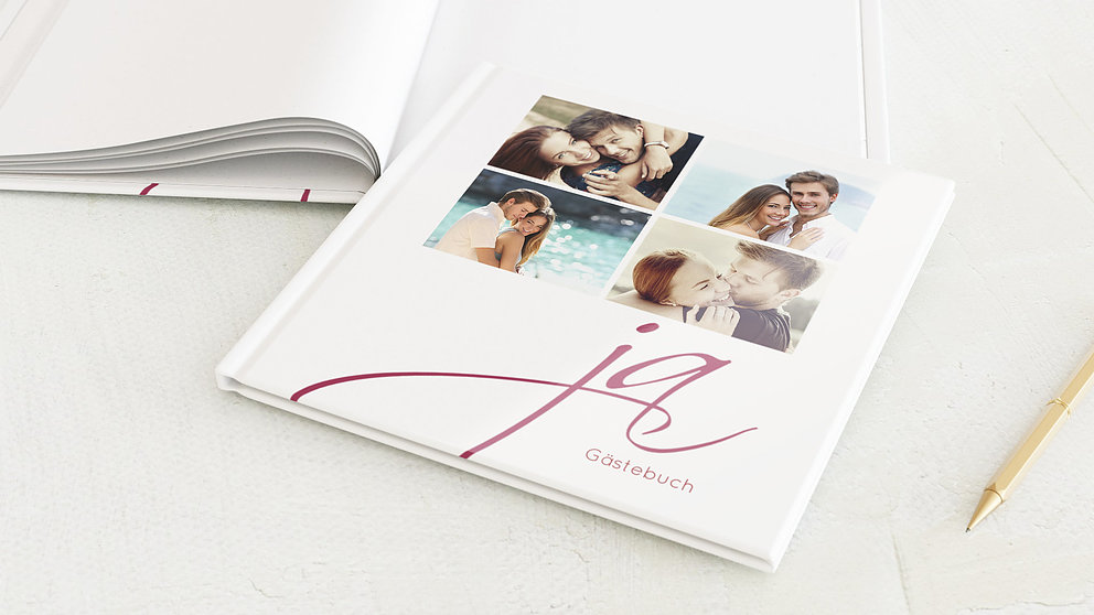 Personalisiertes Hochzeit Gastebuch Okoume Holz A4 Quer Ja