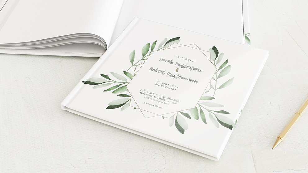 Gastebuch Hochzeit Edles Grun Detail