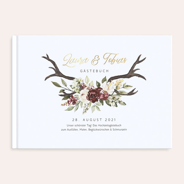 Gästebuch Hochzeit - Blüten & Geweih