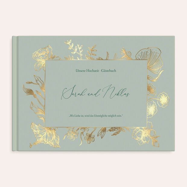 Gästebuch Hochzeit - Grünes Blütenspiel