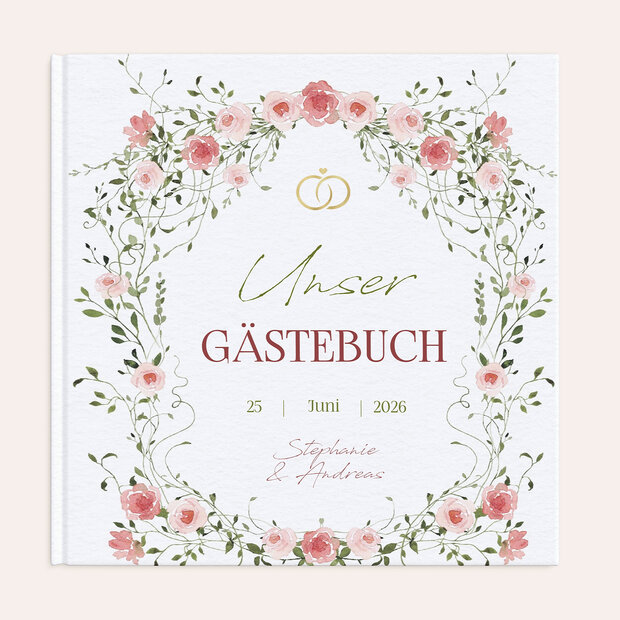 Gästebuch Hochzeit – Mit Goldfolie & Band, Hardcover, 9.1x7.1 Zoll, Inkl. Stifte