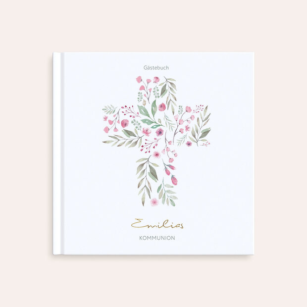 Gästebuch Kommunion - Pink Buds