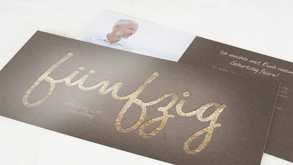 Geburtstagseinladungen Goldener Tag 50 Detail