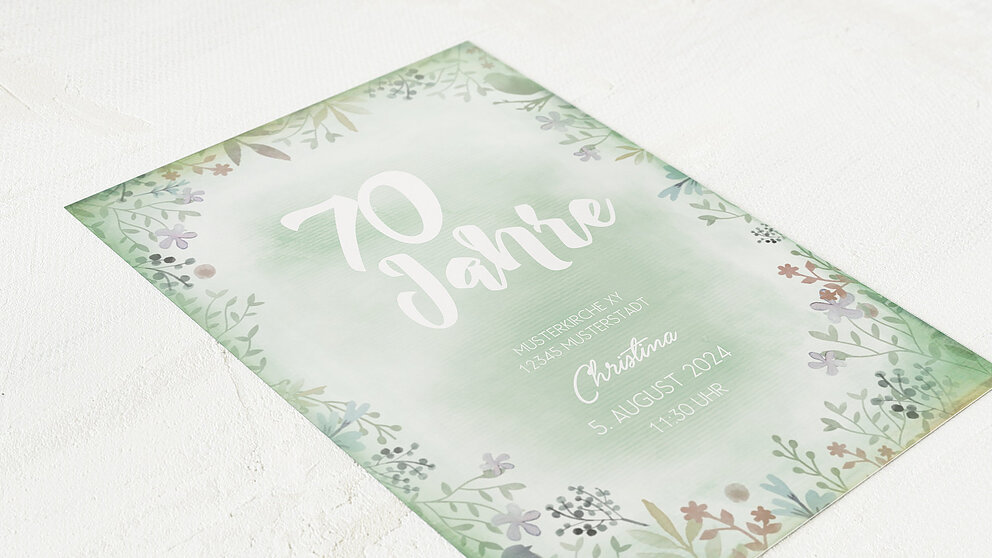 Geburtstagseinladungen Blutenreigen 70 Detail