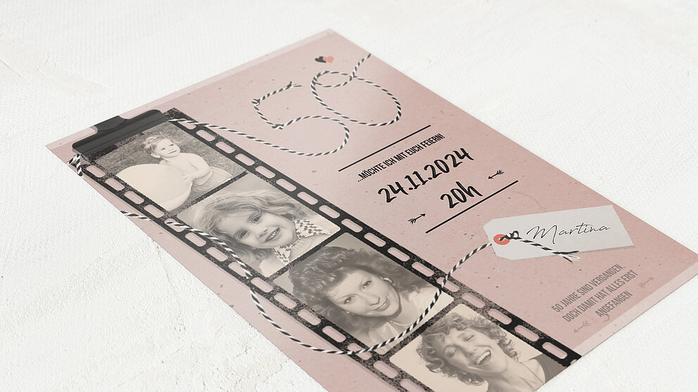 Geburtstagseinladungen Filmstreifen 50 Detail