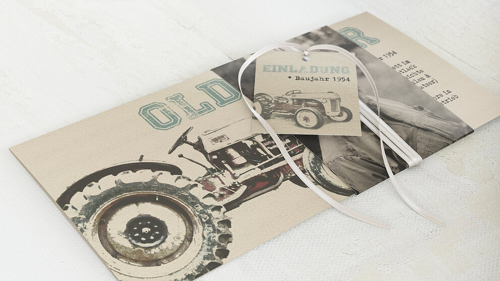 Geburtstagseinladungen Herr der Maschine 70 Detail