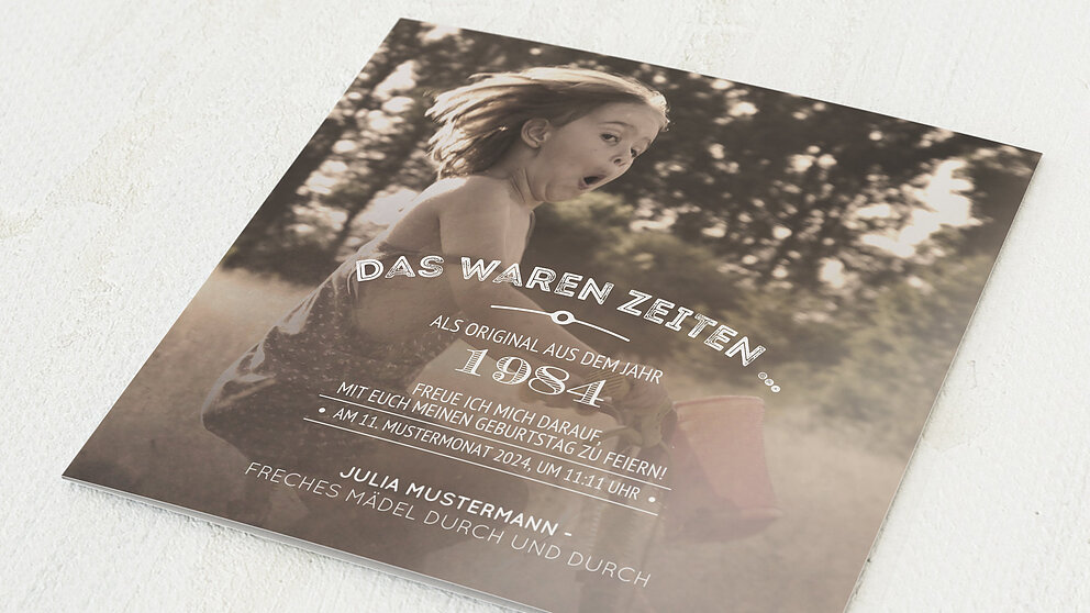 Geburtstagseinladungen Alte Zeiten 40 Detail