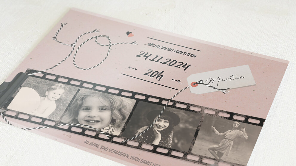Geburtstagseinladungen Filmstreifen 40 Detail