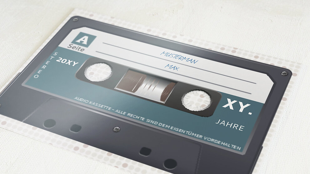Geburtstagseinladungen Kassette Detail