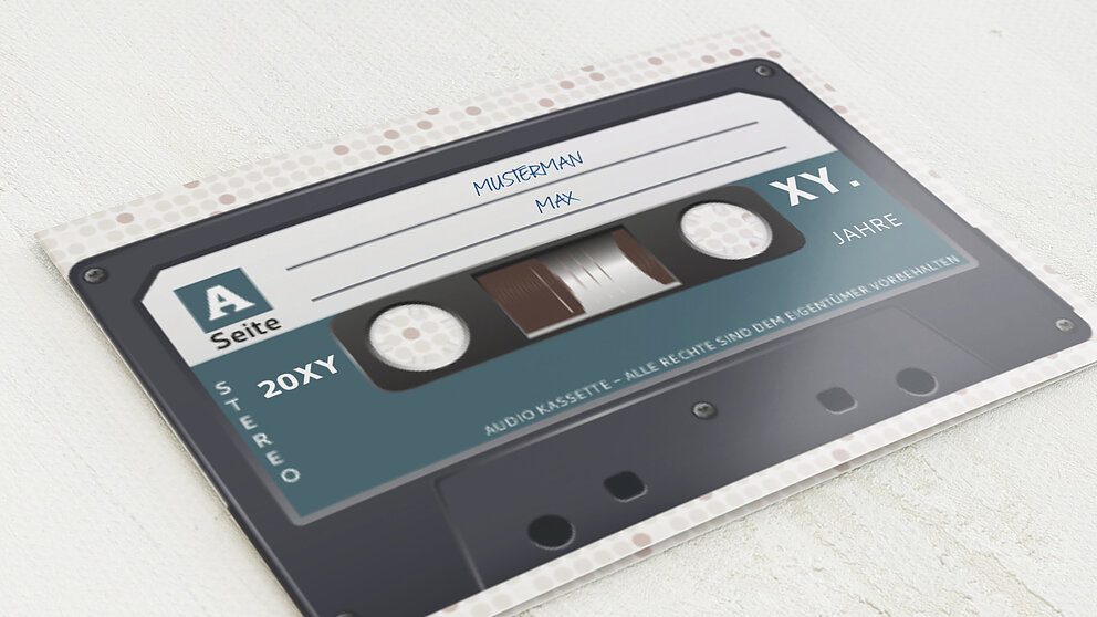 Geburtstagseinladungen Kassette Detail